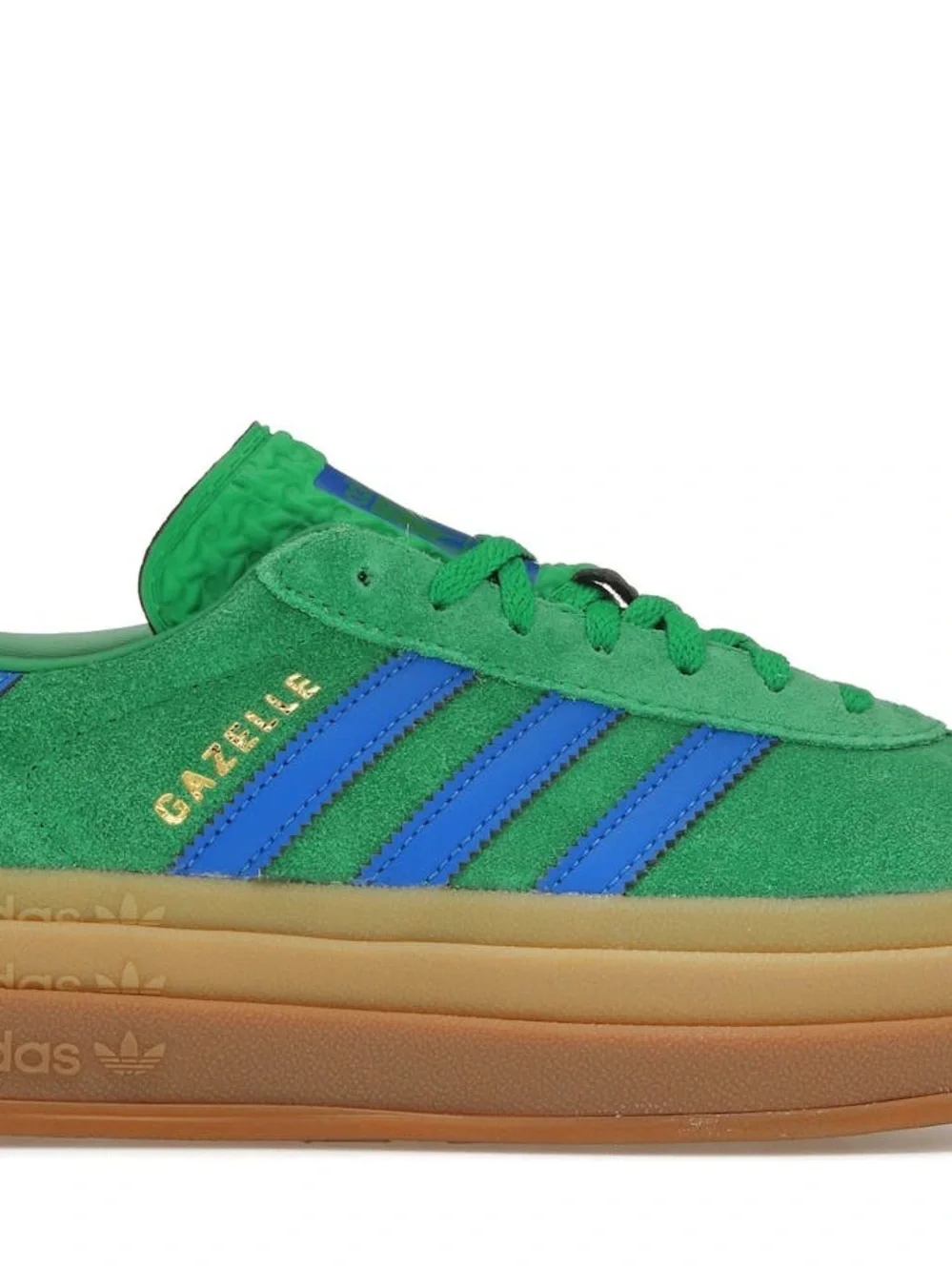 adidas Gazelle Bold Green Blue Gum Suede Sneakers with Blue Stripes NWT